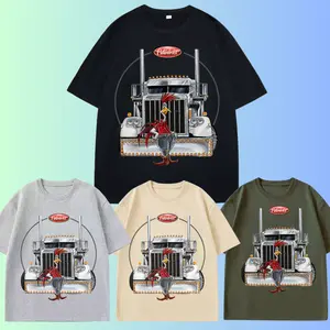 Peterbilt Funny Rooster Graphic T-Shirt – Cartoon Chicken Semi Truck Tee, Diesel Hauler Humor Shirt, Custom Peterbilt Driver Look, Gift for Trucker Fans, Roadwear