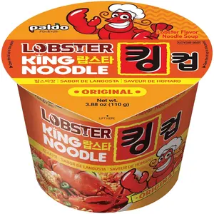 Paldo Fun & Yum Lobster Instant Big Cup Noodles with Soup, Lobster Seafood Flavor Based Broth, Best Oriental Style, Original Korean King Cup Ramyun 110g 3.88 oz (Pack of 6)
