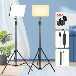 UEGOGO 10-in Eye-Friendly Flicker-Free Dimmable LED Panel Fill Light Kit (1 Set) with 63-in Flexible Tripod Stand, Phone Holder for Video Recording, Game Live Streaming