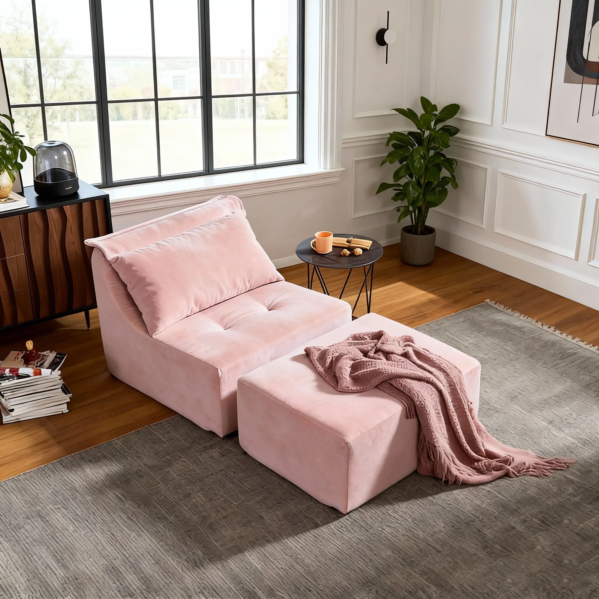 【ZYLUMI】Modern Korean Style Foldable Modular Sofa Chair - Durable Seating Indoor Chair, Converts to Single Bed, Stackable & Combinable