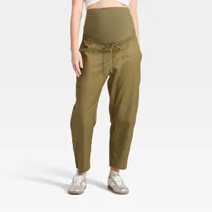 Over The Belly High-Rise Barrel Leg Chino Maternity Pants - Isabel Maternity by Ingrid & Isabel Olive Green XXL