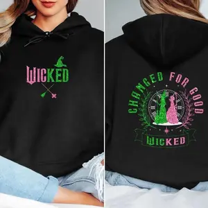 Wicked Inspired Hoodie, Defying Gravity Musical Pullover, Movie Fan Gift, Elphaba & Glinda 3D Cosplay Unisex Sweatshirt, Trendy Outfit