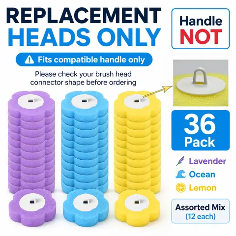 2026 New Disposable Toilet Brush Replacement Heads,Pack of 36—Refill Only,Fits Compatible Handle-Replacement Toilet Brush Heads,Lavender,Ocean,Lemon Scents,Assorted Mix bathroom sets full set,toilet bowl cleaners,home essentials,Bathroom Toilet and tools