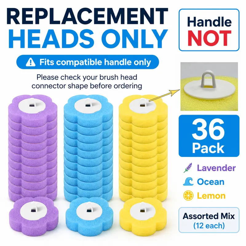 2026 New Disposable Toilet Brush Replacement Heads,Pack of 36—Refill Only,Fits Compatible Handle-Replacement Toilet Brush Heads,Lavender,Ocean,Lemon Scents,Assorted Mix bathroom sets full set,toilet bowl cleaners,home essentials,Bathroom Toilet and tools