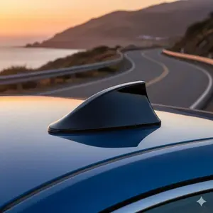 Upgrade Your Car's Look & Signal! Universal Shark Fin Antenna Cover - Easy Install, Enhances FM/AM Radio Reception, Sleek Exterior Styling Accessory.