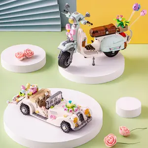 Miniature Motorcycle/Wedding Car Model Building Blocks, 1  Set Mini Particle Blocks Building Toy, Creative Assembly Toy Gift, Wedding Car Model