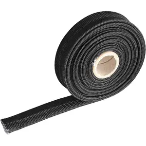 Heat Hose Fiberglass Wrap Shield Sleeve-1/2" ID x 10' Black Adjustable Hose Heat Shield For Spark Plug Wire,Fuel Line,Car Wire Loom Cable,Brake Line Cable