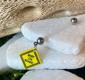 Bio Flex Baby on Board Pregnancy Belly Ring Navel Naval Maternity 14g