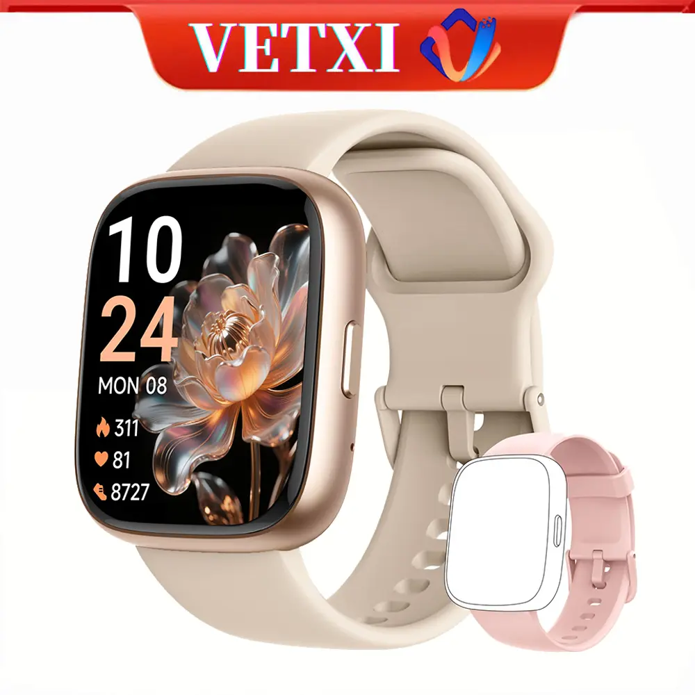 VETXI-26 Smartwatch 2026 Upgrade (44mm Case, 1.83in Display) – Watches for Women Men, 2 Bands, Alexa Built-in, Bluetooth Wearable, Call Make/Answer, HR SpO2 Sleep Stress Monitor, IP68 Waterproof Fitness Tracker, Charging-Supported Step Counter, Monitoring