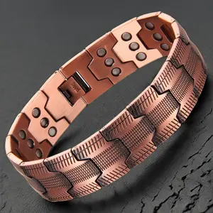 Men's & Women's Adjustable Magnetic Bracelet - 3-Row Interlocking Magnets, Zinc Alloy, Unisex, Daily Wear Gift, Strong Support, Cross Design, Versatile Jewelry