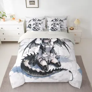Anime Girl Comforter Set,7 Piece,Japanese Anime Bedding Set for Kids Girls Teens Women Bedroom,Cartoon Girl Bed in A Bag Japanese Animation Sci Fi Style Sheet Sets