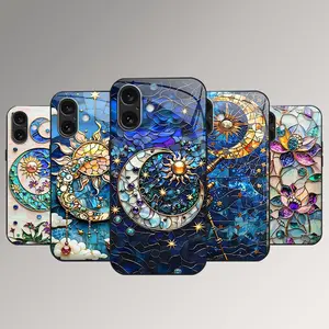 Stained Glass Mosaic Case for [iPhone 16 Plus], Aesthetic Tile Art Phone Cover, Shockproof Slim Fit Case 952