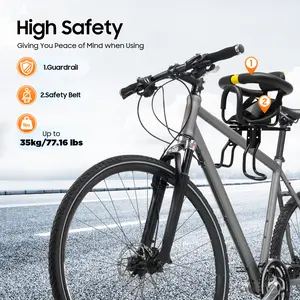 Universal Rear Mount Bike Passenger Seat with Safety Belt - Adjustable 3-Level Footrest & Sponge Padding - Fits Mountain/City/Folding Bicycles for Adults (Max 35kg Load) Sports Outdoor