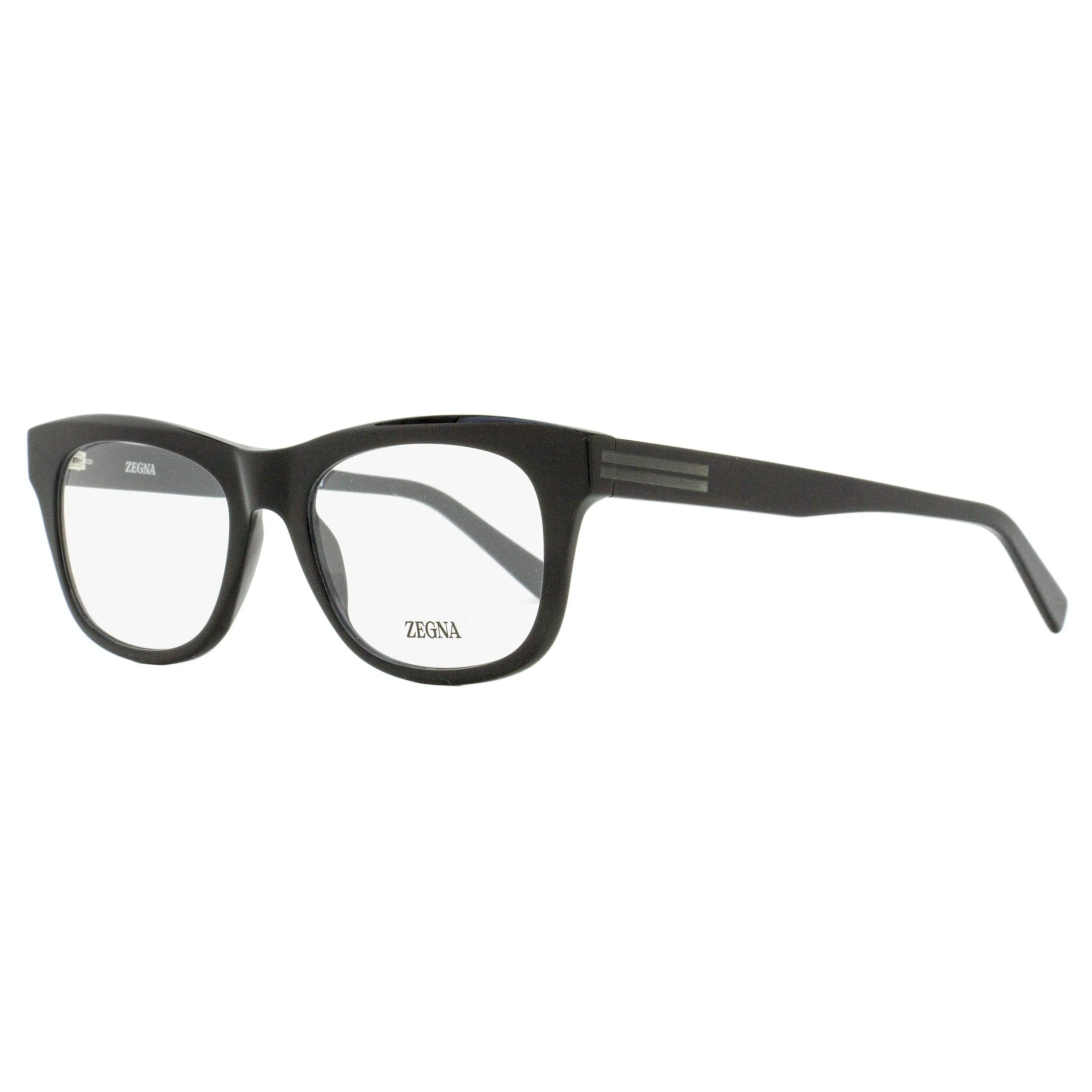 Men's Luxury Zegna Rectangular Eyeglass Frames - EZ5283 001 Black Plastic Frame, 53mm Thin Profile, Laser Etch Brand Mark, Arching Brow Line, Contemporary Design for Modern Tastes & Refined Aesthetic