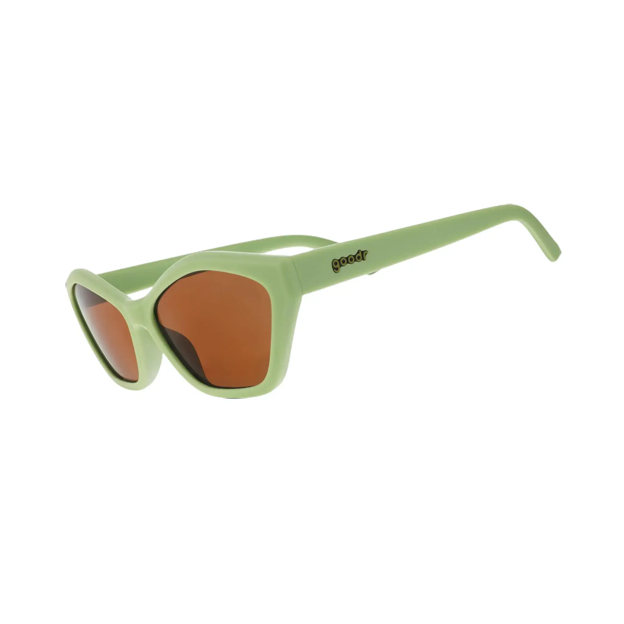 goodr Green Tea Nebula Medium Size (Deco G) Solid Green Frame with Brown Lens, UV400, No Slip No Bounce No Tangle