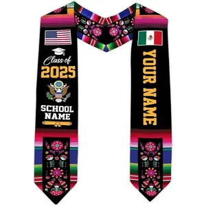 Custom Mexican Graduation Sash, Mexico Graduation Stole 2026, Mexican American Flag Graduation Gift
