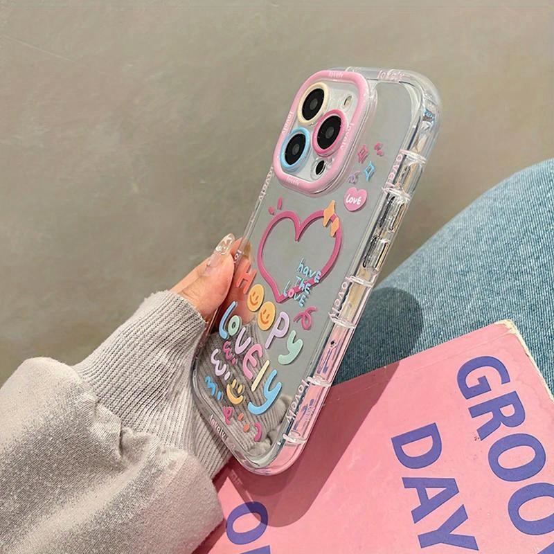 Adorable Girl Heart Mirror Phone Case for iPhone 11 12 13 14 15 Pro Max Shockproof Back Cover