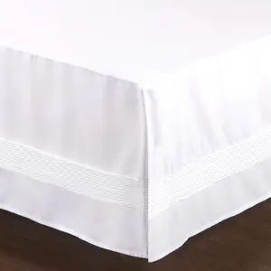 Bed Skirt with Split Corners Durable Elegant Luxury Dust Ruffle Bed Covers with Pin Tucking 14 inch Tailored Drop, , White