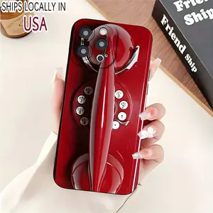 A fashion cartoon design featuring a retro red public telephone, making it a popular choice for phone cases.This creative pattern is suitable for various phone models including iPhone 16 Pro Max, 15 Pro, 14 Plus, 13, 12 Pro, 11 Pro Max