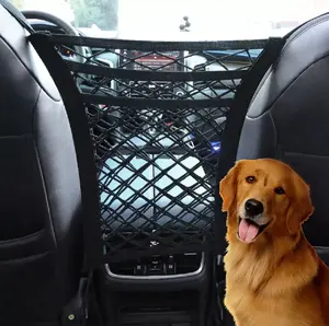 TIKA Multi-Layer Car Mesh Organizer, Seat Back Net Bag Barrier with Storage Pouch for Pets, Kids and Car Essentials
