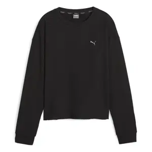 PUMA Womens Unwind Studio Striped Crew Neck Sweatshirt Casual - Black