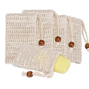 4 Natural Sisal Soap Bags - Eco-Friendly Soap Saver Pouches for Bath