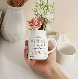 Personalized First Mom Now Grandma Flower Vase, Custom Grandma's Garden Flower Vase, Custom Grandkid Name Flower Vase, Mothers Day Gift levitatingplant Ceramic Decor