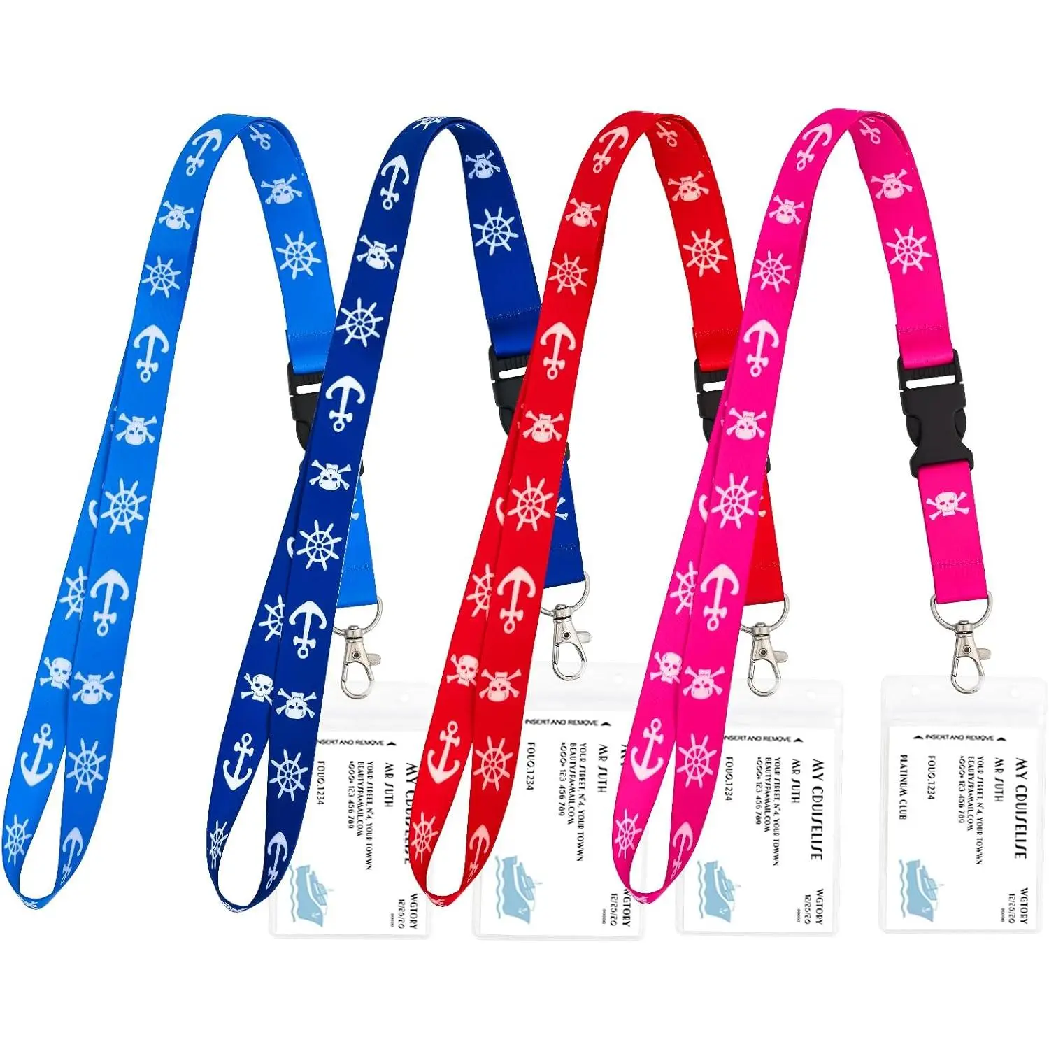 Cruise Lanyards, 4 Pack  Cruise Lanyard with ID Badge Reel Holder, Detachable Buckle for Cruises Ships Key Cards, Cruise Essentials
