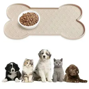Silicone Dog Feeding Mat, Non-Slip Pet Food Pad with Raised Edges, Washable Waterproof Tray, Durable Food Bowl Placemat for Small to Medium Dogs