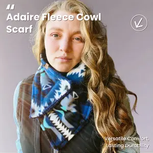 Adaire Fleece Cowl Scarf - Soft Durable All Seasons Wear Two Ways Sherpa Minky No Hay Safety Snaps Machine Washable Lifetime Guarantee