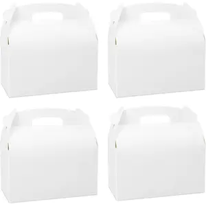 30 count 9 Inch Large Gable  Boxes, White Party Favor  Boxes, Lunch Box with Handles for Birthday Babyshower Wedding Activity Picnic