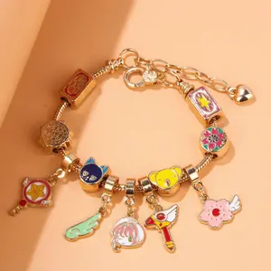 DIY Magic Card Girl Transformation Sakura Star Wand Small K Hand Bracelet, Adjustable Charm Accessory, Perfect Gift for Fans