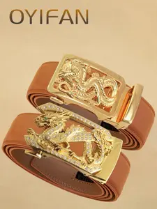 Men's Dragon Design Automatic Buckle Belt, Fashion Belt for Party, Daily Clothing Decor, Trendy All-match & Exquisite Belt for Birthday Gift