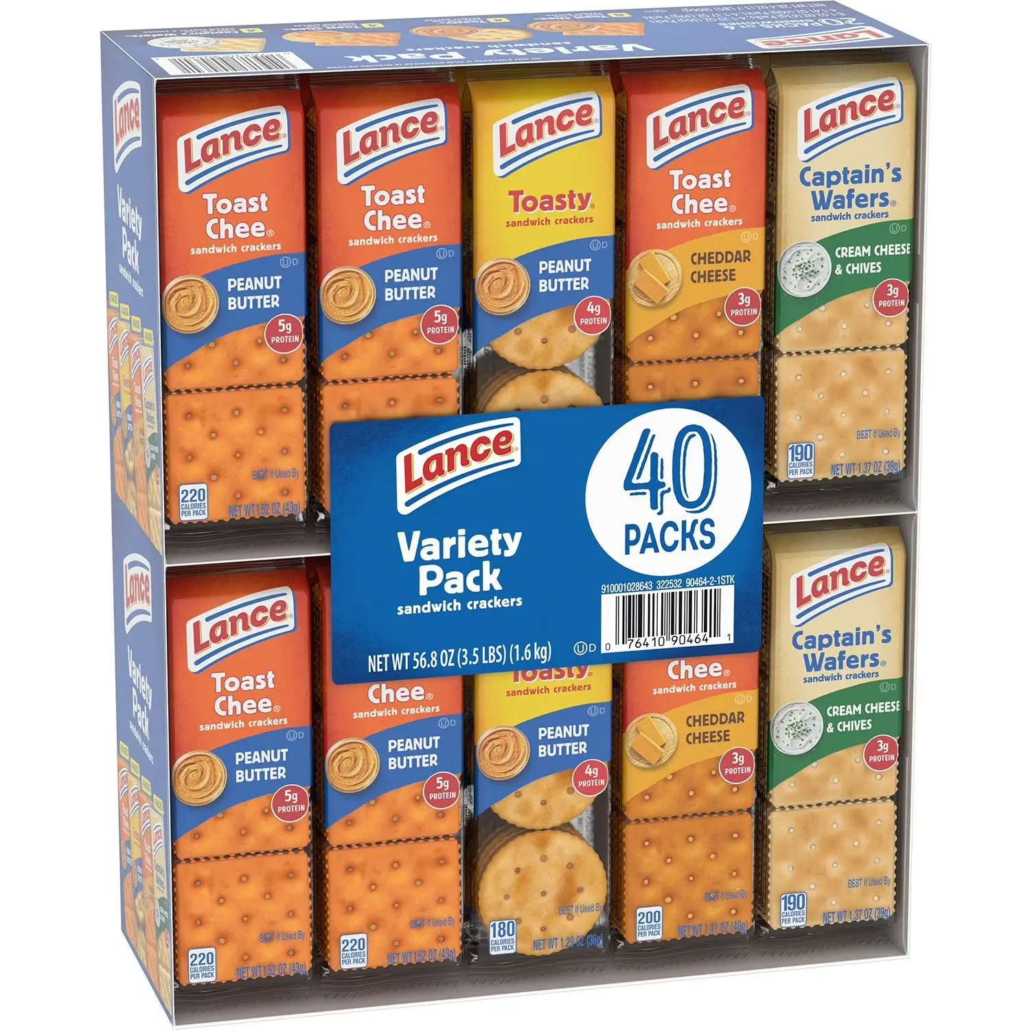 Lance Organic Peanut Crackers Combo - 40-Pk Boxed Assortment of Crunchy, Pre-Baked Cheddar Cheese Flavor Sandwich Packs (Assorted Packaged Snack Foods)