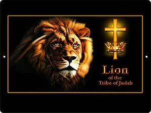 Lion of Judah Yeshua Lamb Jesus Christ Cross  Crown Christian Wall Sign Plaque