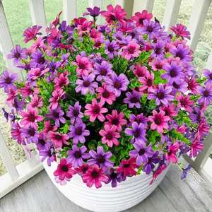 12 Bundles Daisy Artificial Flowers, UV Resistant Lifelike Fake Silk Plant, Outdoor & Indoor Decoration, Porch Front Door Garden, Decorative Flowers