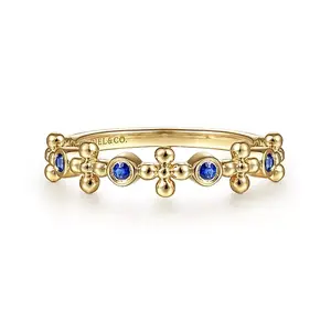 Sapphire and Gold Bujukan Stackable Ring, 0.12 CTTW