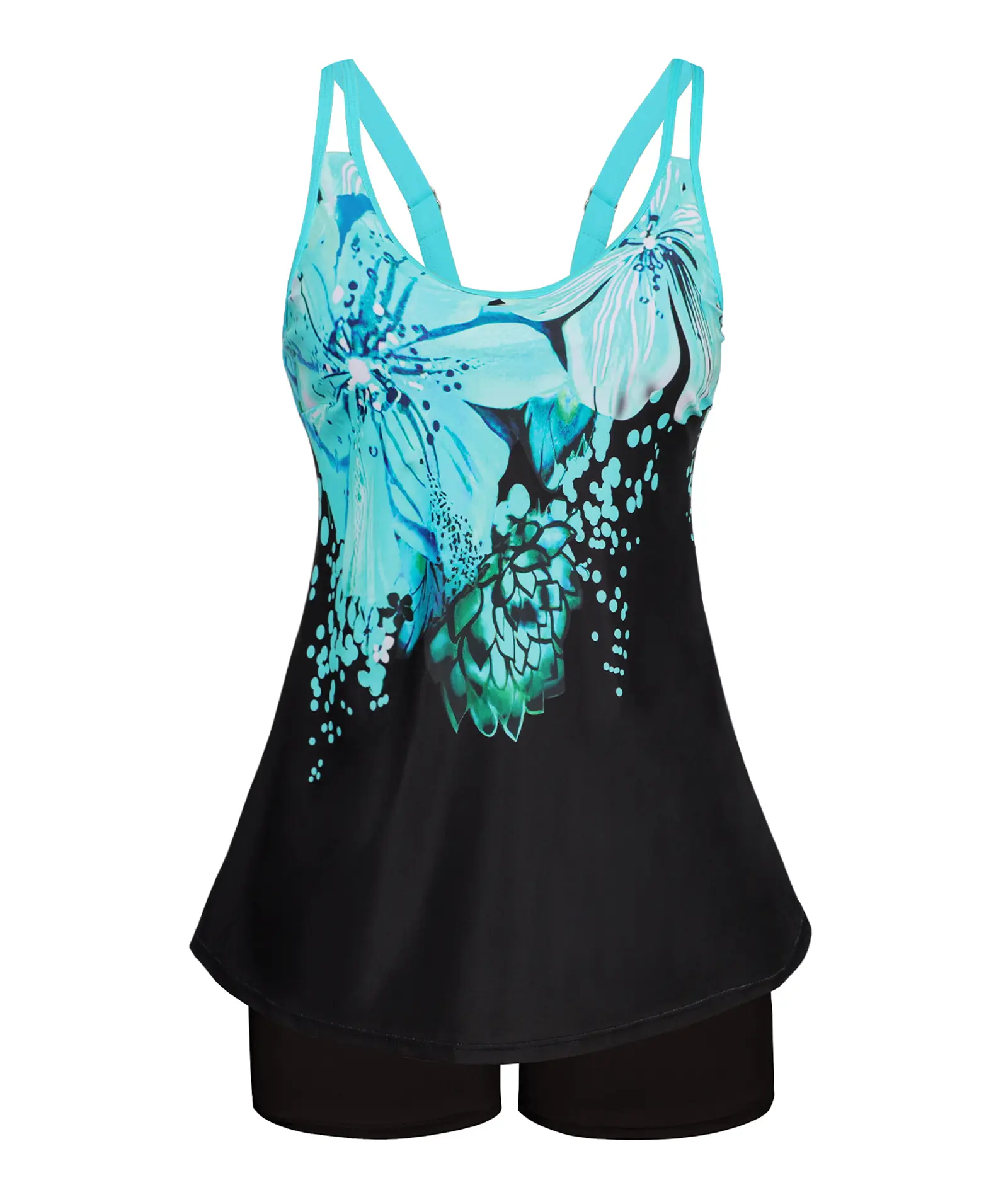 AROLINA Women's Regular/Plus Size 2-Piece Tankini Outfit Swimsuit - Curvy-Friendly, Quick-Dry, Tummy Control, Flowy Top & Boy Shorts Swimwear Beach Outfits for Resort, Beach Wear