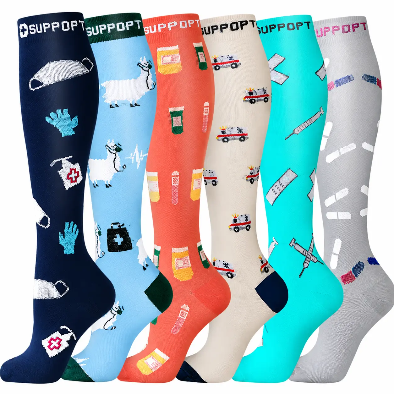 MhzyCaus 6 Pairs Novelty Crew Socks for Women and Men, Fun Pattern Athletic Socks, Soft Stretch Breathable Long Socks for Running, Gym, Work, Travel, Outdoor Activities and Everyday Wear