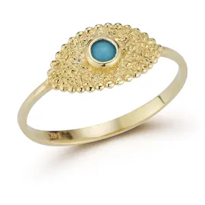 Luminosa Gold Turquoise Evil Eye Ring, 14K