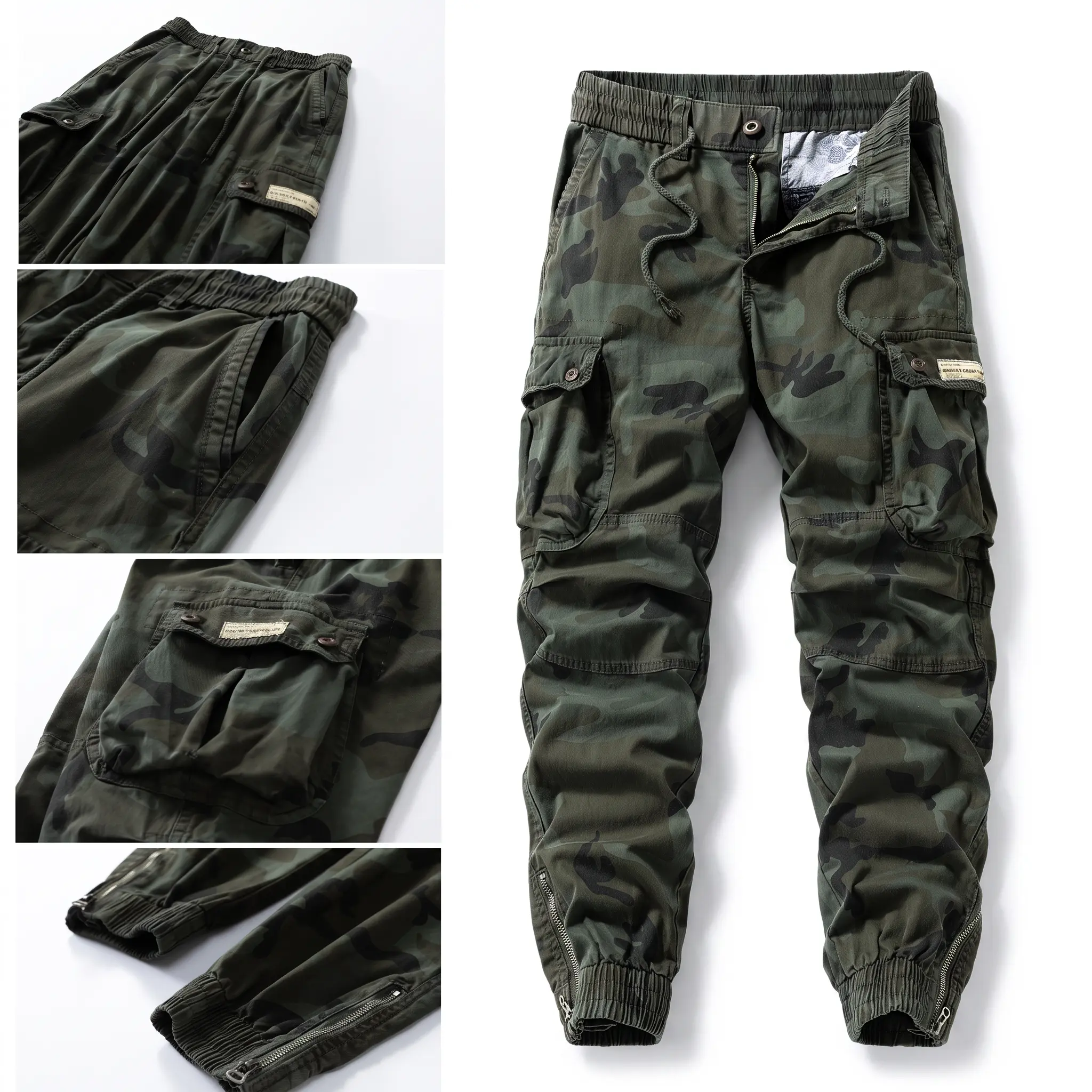Men’s camouflage cargo jogger pants with multiple pockets; men’s all-season long pants; outdoor camouflage cargo pants for hiking, camping, hunting, hip-hop Y2K street fashion, boys’ campus everyday wear, weekend travel.