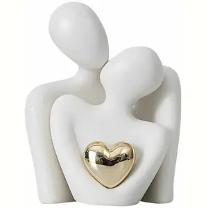 Couple Figurine (1 Set), Modern Art Abstract Desktop Decoration, Home Decor Ornament for Living Room Bedroom Office, Sculpture Desk Decor