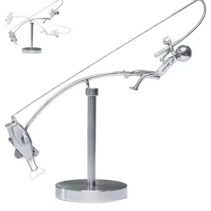 Dynamic Fishing Sculpture for Home Decor, Artistic Fisherman Statue, Balance Your Space with Unique Wall Hanging Decoration