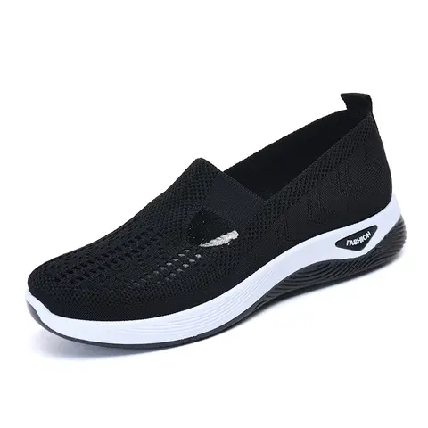 OFIREND Women's Mesh Slip-Ins Low Top Ankle Round Toe Athletic Walking Shoes - Breathable Knit Fabric, Lightweight Non-Slip Cushioned Sole, Durable Casual Footwear, Run-Walk-Hike Ready (Shoes for Women)