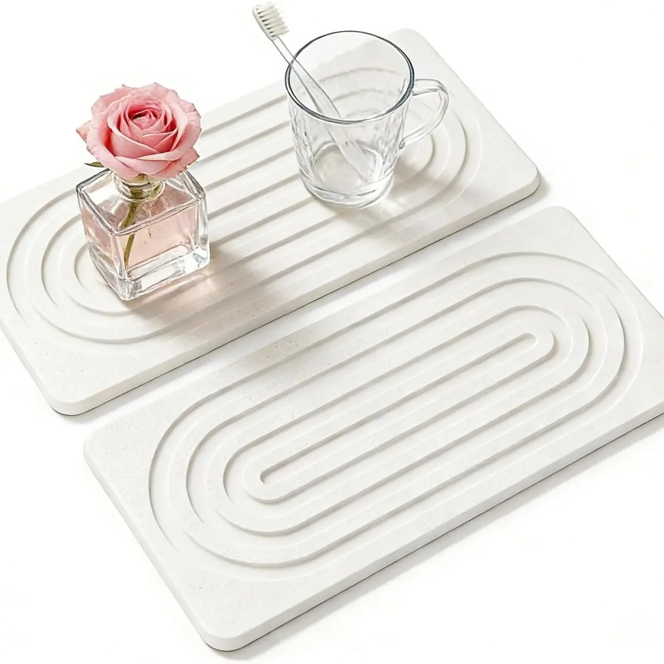 Absorbent Diatomaceous Earth Coasters, Drink Coasters, Quick-Dry Stone Trays for Kitchen Countertops, Soap Dishes for Bathroom and Kitchen