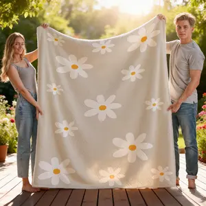 Cozy Lightweight Nap Blanket with a Daisy Floral Design, Ideal for Use on a Couch Or Bed; a Perfect Gift for Family on Birthdays Or Valentine'S Day