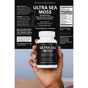 Better-Than-Perfect Ultra Sea Moss with Black Pepper - Premium Organic Blend for Total Body Wellness - 60 Capsules - Immune Support, Skin & Joint Health, Detoxification Aid - Vegan, Gluten-Free, No Artificial Fillers