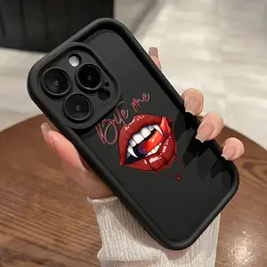 Vampire Pattern Phone Case for iPhone 16 15 14 Pro Max 13 12 11 XR XS Plus Shockproof Non Slip Military-Grade Protection Silicone Cover