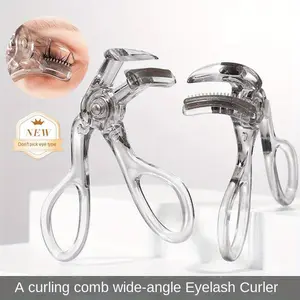 Portable Frameless Eyelash Curler with Comb Teeth, Wide Angle Sunflower Lash Curler for Natural Curls, Anti-Curl Design, Beginner Friendly Travel Set