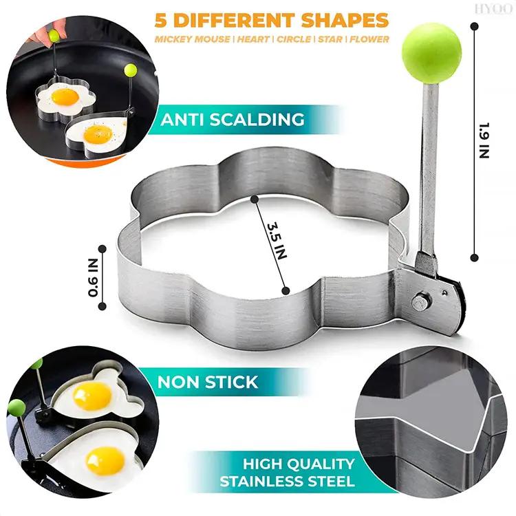 【Free Shipping 】4-Piece Fried Egg Ring Mold Set Nonstick for Griddle Pan Enhancing Cooking Convenience with Non-Stick Coating and Versatile Use clear separator aluminum Manual